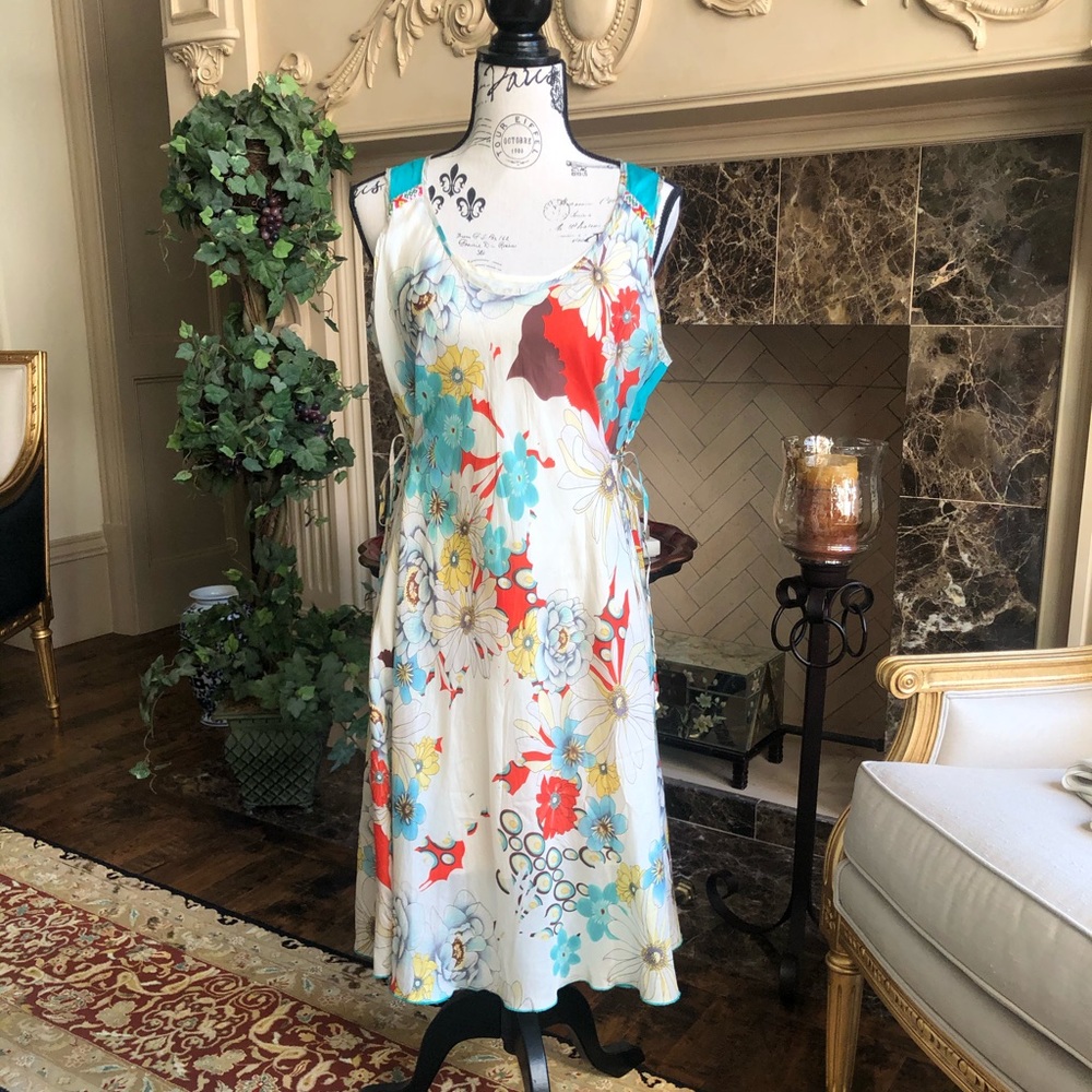 Johnny Was Silk Floral Dress with Slip